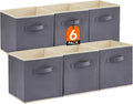 Lifewit Collapsible Fabric Storage Cubes Bins Set 11 Inch, Foldable Cubby Organizers Boxes, 6 Pack Organizing Baskets for Shelf, Closet, Utility Room, Storage Room, 18L Gray