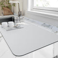 Dish Drying Mat for Kitchen Counter, Heat Resistant Drainer Mats with Non-slip Rubber Backed, Hide Stain Kitchen Super Absorbent Draining Mat, Easy to Clean Dish Rack Pad, Light Grey 18"x24"