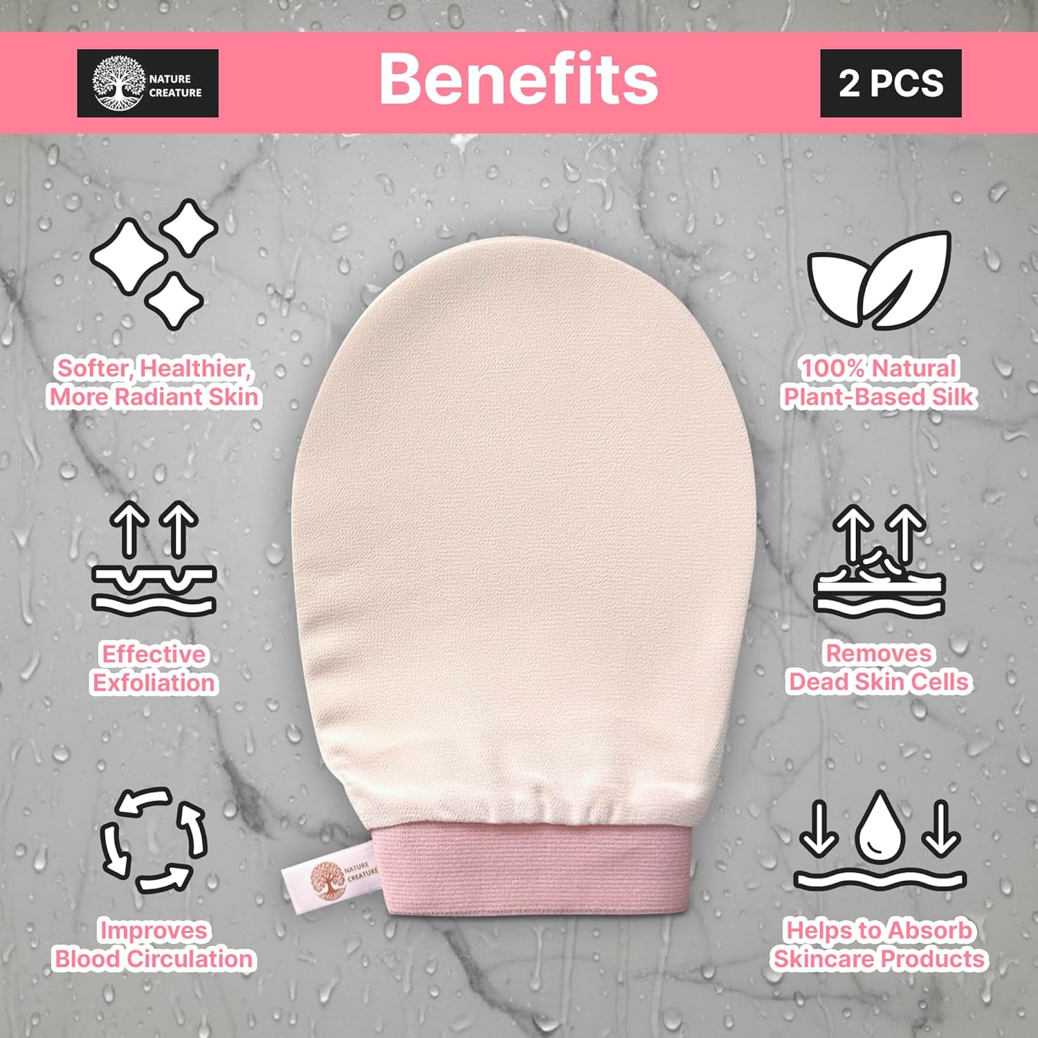 – Vegan Silk Exfoliating Glove (2pcs) for Face, Body, and Hands | Natural Body Scrubber for Dead Skin Removal | Exfoliating Mitt Eco-Friendly, Perfect for Spa, Bath, and Shower
