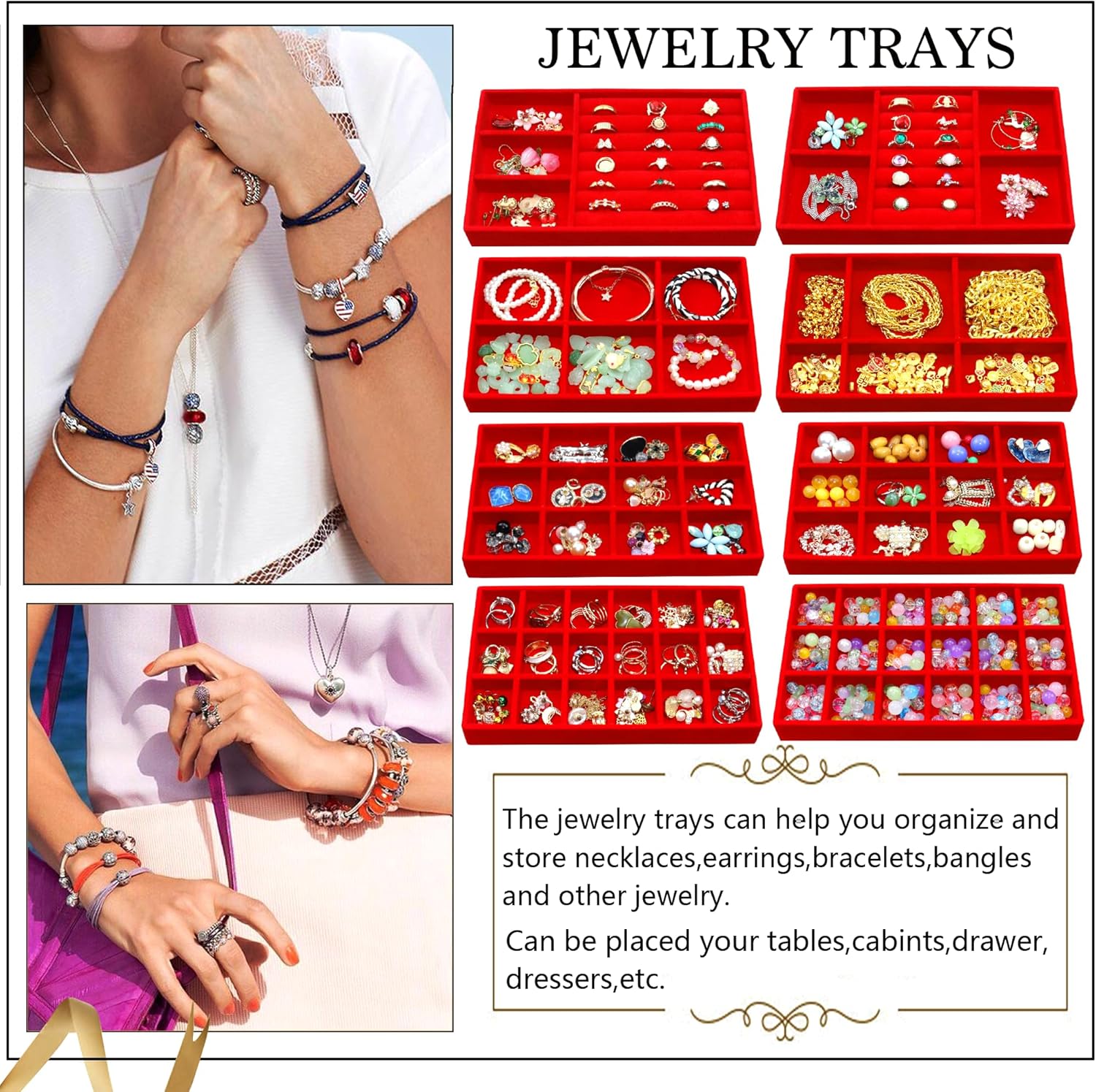Earring Organizer Stackable Jewelry Storage Box Jewelry Drawer Organizer Removable Display Tray Organizer for Necklace Earring Ring