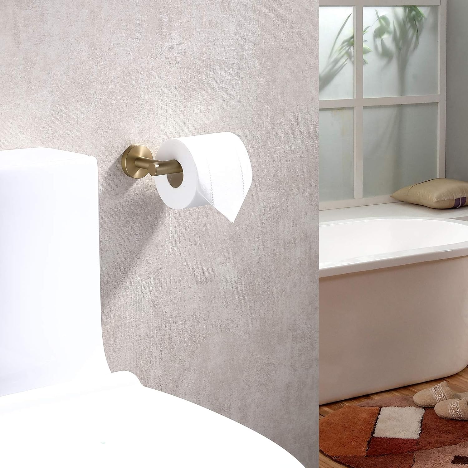 TASTOS Toilet Paper Holder SUS304 Stainless Steel Round Size Brushed Gold 2 Pack