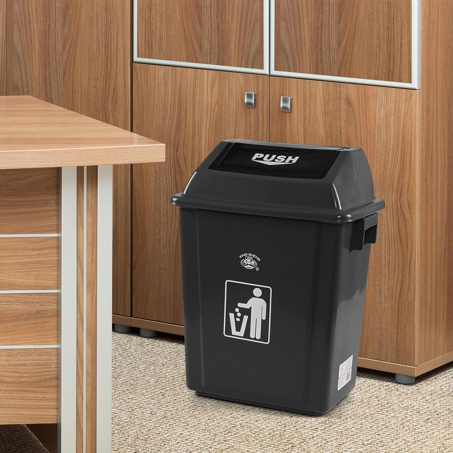 4 Pack Plastic Swing Lid Trash Can, 6 Gallon Trash Cans with Swing Lid, Grey