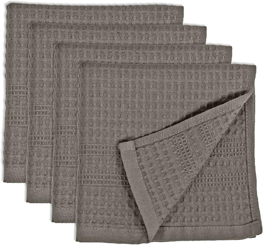 GILDEN TREE Waffle Towels Wash Cloths for Showering, Exfoliating Washcloth Face Towels, Quick Dry Towel Cotton Washcloths Set of 4, Classic Style (Stone)