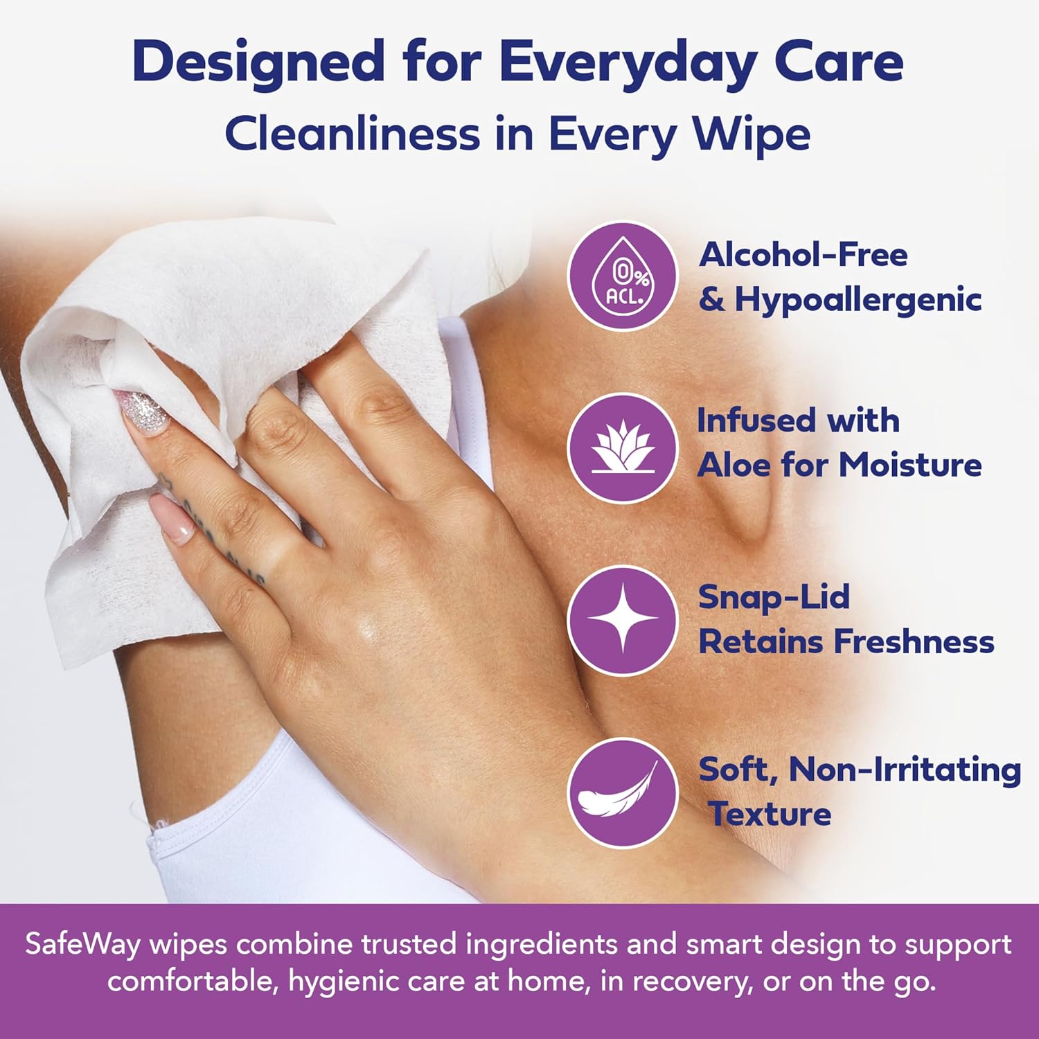 SAFEWAY Adult Wipes Disposable — Multi-Purpose Wipes, Alcohol-Free, Preferred by Caregivers for Seniors & Incontinence Solution, Aloe-Infused, Gentle for Delicate Skin — Extra Large, 1 Pack 50 pcs.