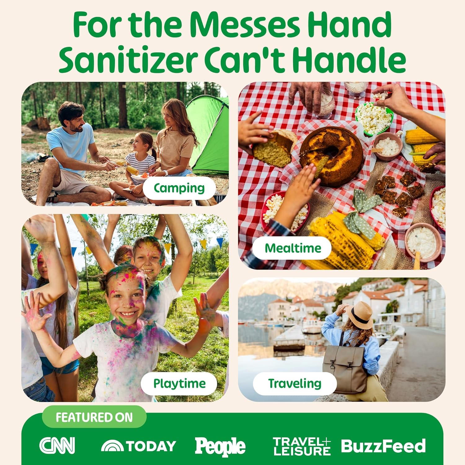 Fomin Mini Hand Sanitizer Wipes 16 Pack (8 Count) - Variety Pack Mini Wet Wipe - pH Balanced, Biodegradable, Antibacterial On The Go Hand Sanitizing Wipes - Hypoallergenic, Plant-Based Travel Wipe