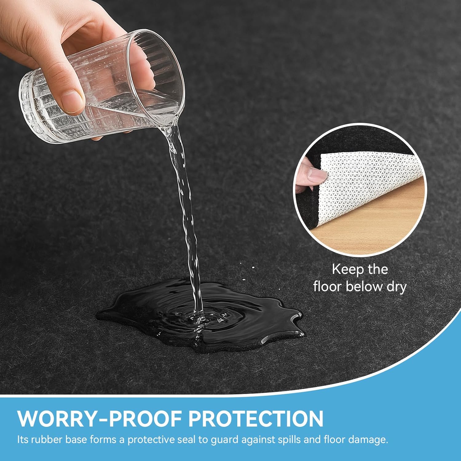 Warmstar 2x6 FT Non Slip Rug Pad,100% Waterproof Felt Rug Pad for Hardwood Floors,1/4” Thick Soft Carpet Pad with Natural Rubber Backing, Secure Grip & Floor Protection