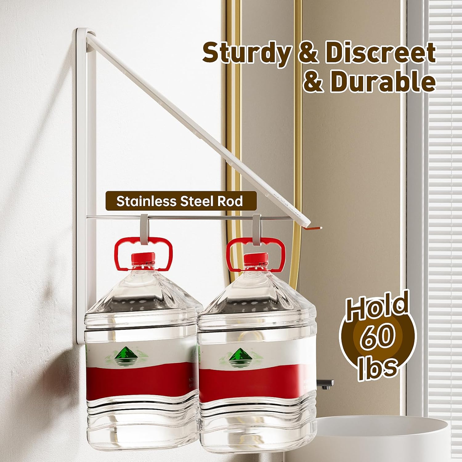 Clothes Drying Rack, Laundry Room Wall Mounted Retractable Clothes Hanger Drying Rack, Laundry Clothing Drying Rack Folding Indoor or Outdoor, Easy Installation Aluminium Dryer, 2pcs(White)
