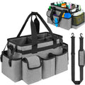 Cleaning Caddy,Cleaning Bag for Housekeepers,Cleaning Supplies Organizer with Handle,Gray