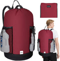 BALEINE 150L Laundry Bag Backpack, 900D Oxford Fabric Large Travel Laundry Bags with Shoulder Straps and 2 Mesh Pockets for College Dorm, Apartment, Laundromat (Red, 150L) ﻿