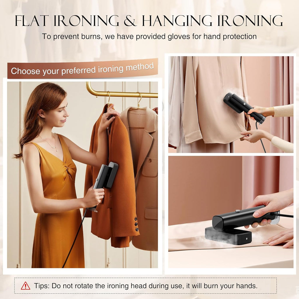 Steamer for Clothes, Portable Handheld Garment Steamer for Fabric Wrinkles Remover, 15s Fast Heat-up, 90ml Water Tank with Heat-Resistant Gloves, Convenient clothes steamer for Home, Office and Travel