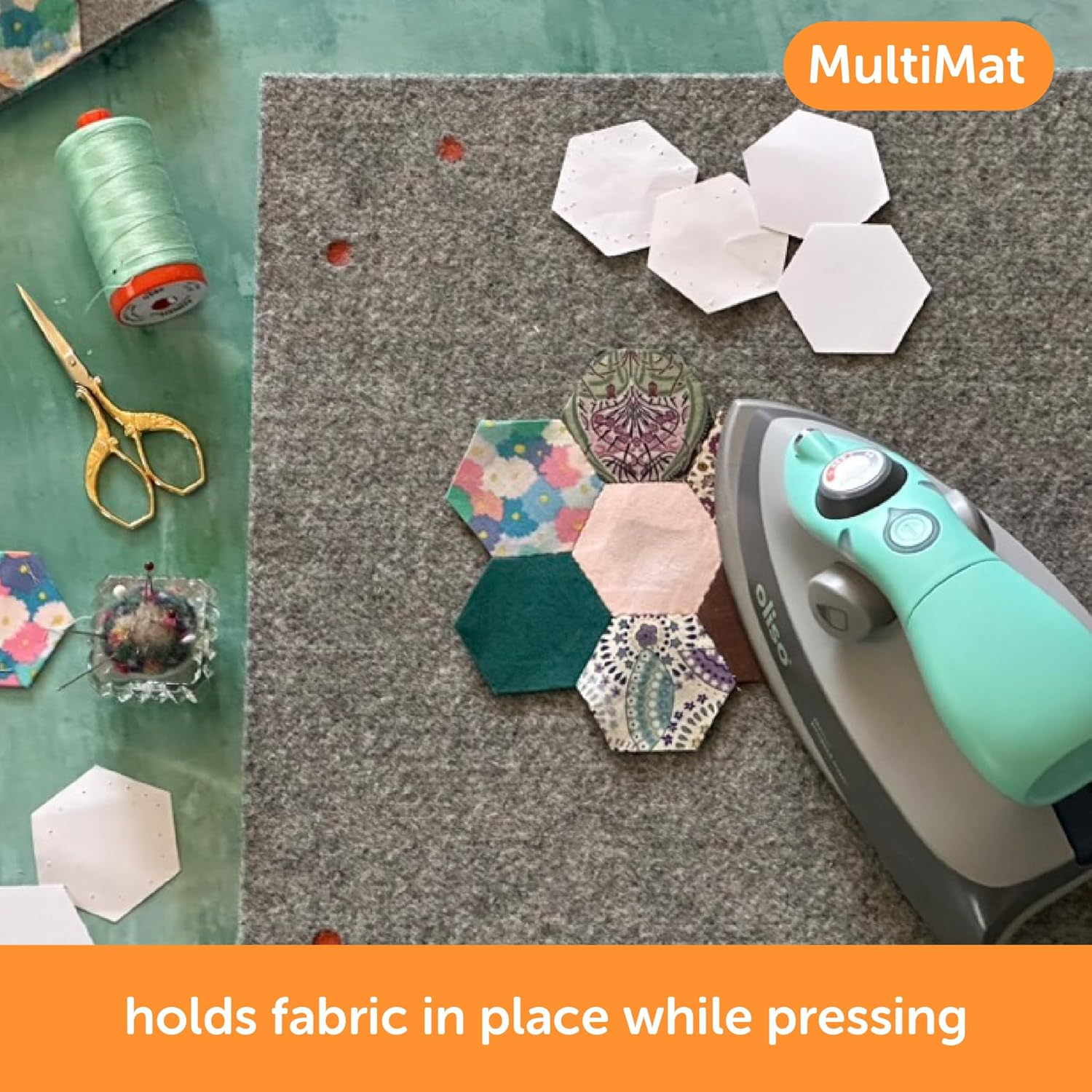 oliso MultiMat Wool Pressing Pad – 100% New Zealand Wool, 14" x 14", ½" Thick – Ideal for Quilting, Sewing & Crafting