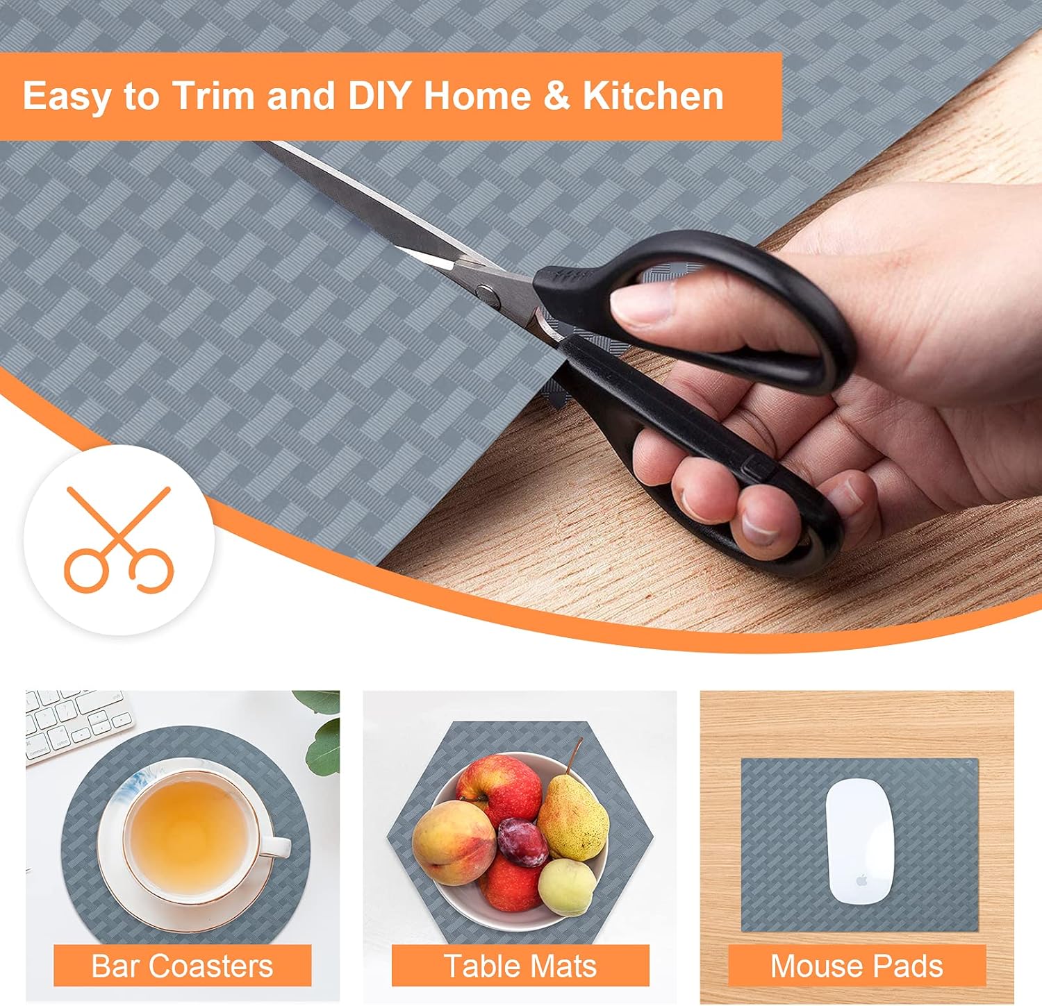 Shelf Liners for Kitchen Cabinets Refrigerator Liners Waterproof & Oil-Proof Kitchen Cupboard Liner Non-Slip Drawer Mats EVA Material Non Adhesive Fridge Mats for Shelves 17.3 x 78.7 Inches