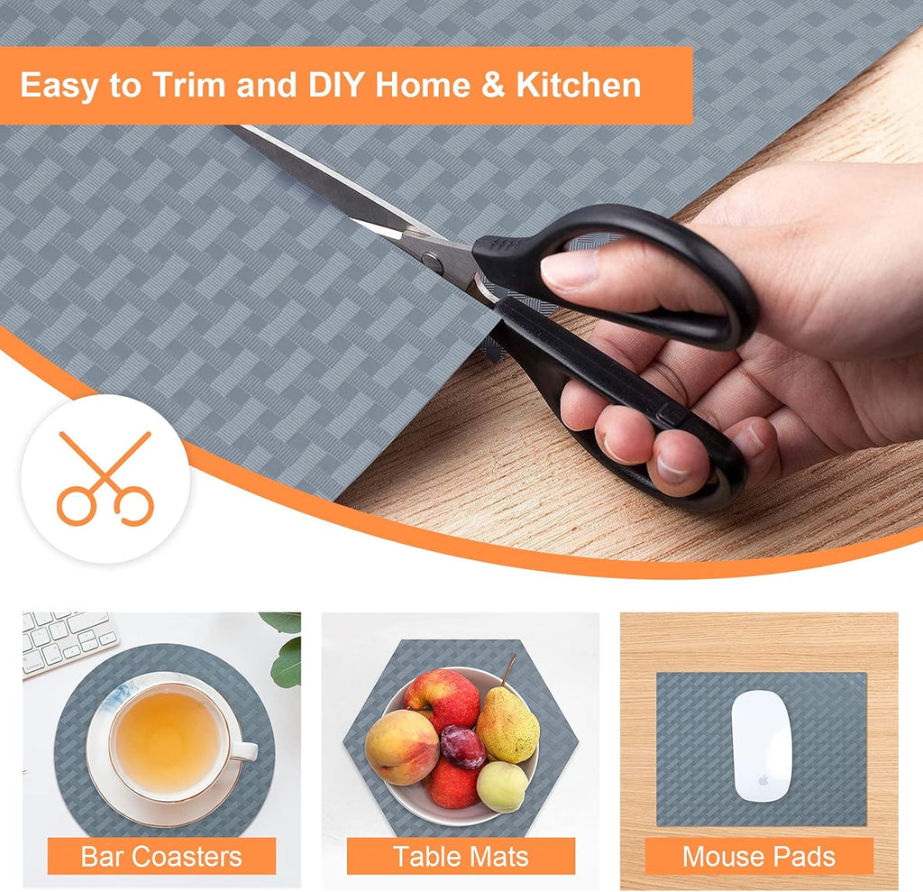 Shelf Liners for Kitchen Cabinets Refrigerator Liners Waterproof & Oil-Proof Kitchen Cupboard Liner Non-Slip Drawer Mats EVA Material Non Adhesive Fridge Mats for Shelves 17.3 x 157.4 Inches
