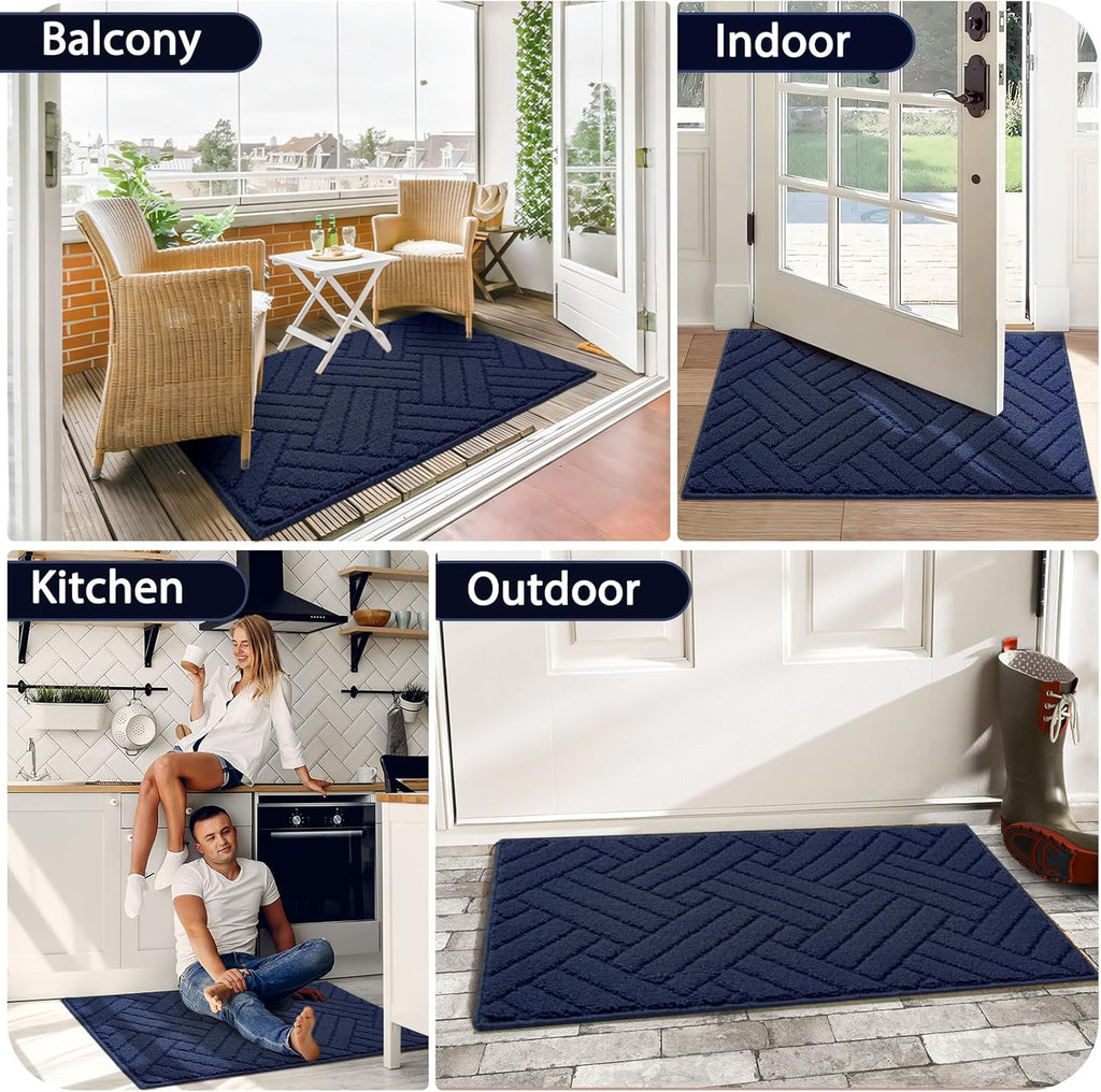 Door Mat Indoor Doormat, Entryway Rug Door Mats Non-Slip Rubber Backing, Low-Profile Entrance Rugs, Absorbent Resist Dirt Doormats Floor Door mat for Entryway,Blue 24"x36"