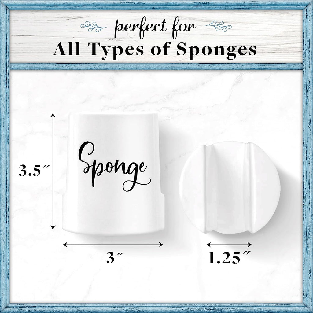 Home Acre Designs Sponge Holder for Kitchen Sink - Rustic Farmhouse Home & Kitchen Decor - White Ceramic