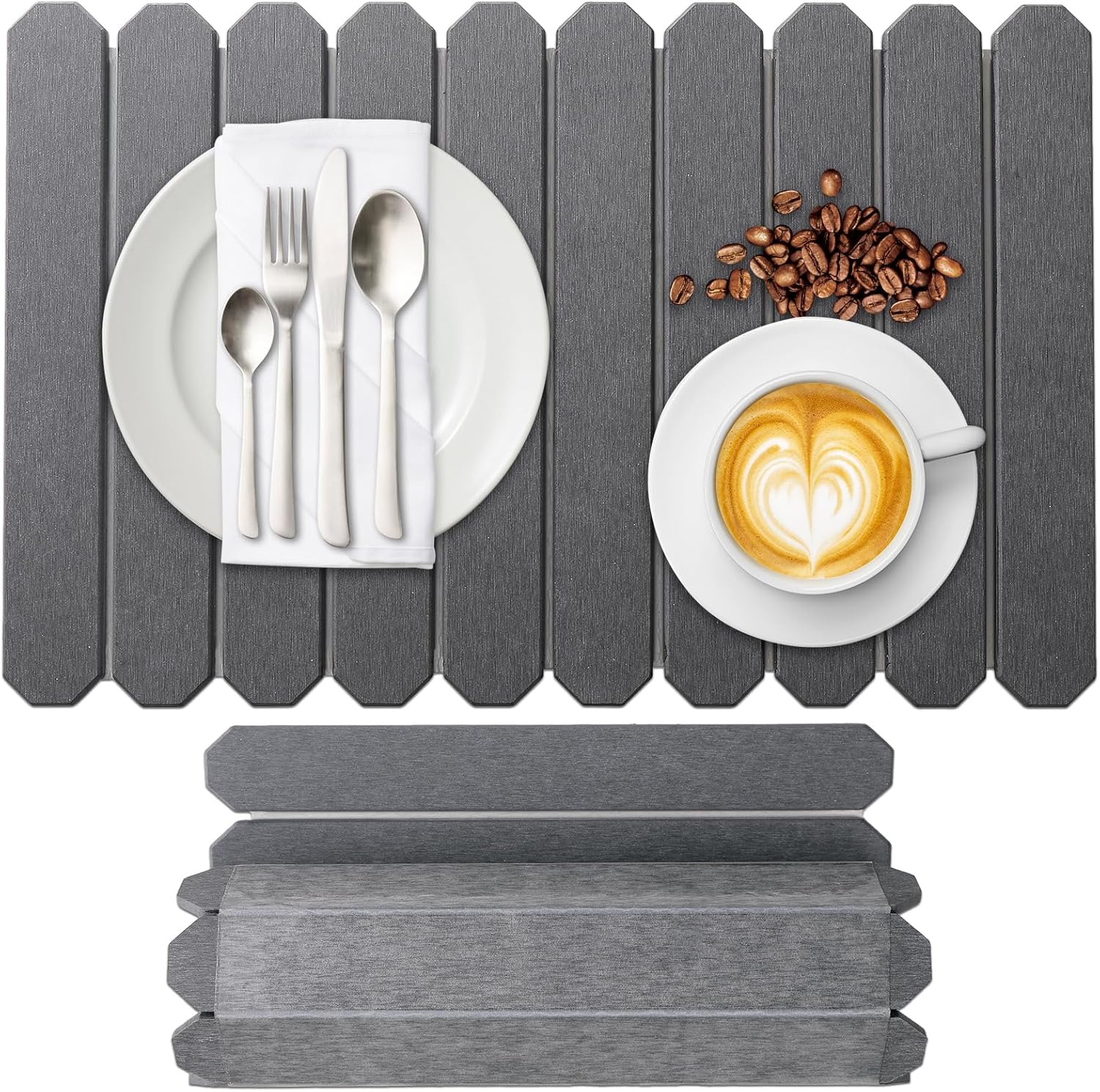 Large Stone Drying Mat for Kitchen Counter - 24"x16" Quick Dry Dish Drying Mat for Cups Dishes Bottles - Absorbent Non-Slip Diatomaceous Earth Mats (Dark Grey)