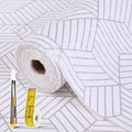 Shelf Liners for Kitchen Cabinets Non Adhesive Shelf Liner Paper Non-Slip Thickened Drawer Liner Easy to Clean for Tool Box Refrigerator with Knife and Tape Measure, Silver Geometric, 23.6 x 354.3 in
