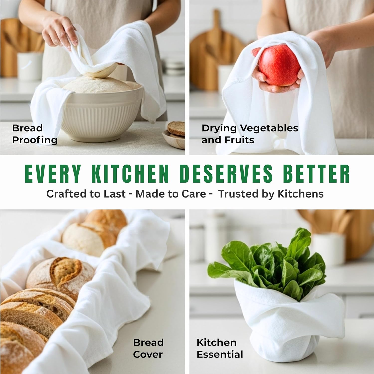 Flour Sack Towels| Tea Towel for Crafts| Kitchen Dish Cotton Blank Towel for Embroidery|Baking Bread Proofing Linen Cover| Thick Absorbent Quick Dry| 3 Pack 18"x28" White