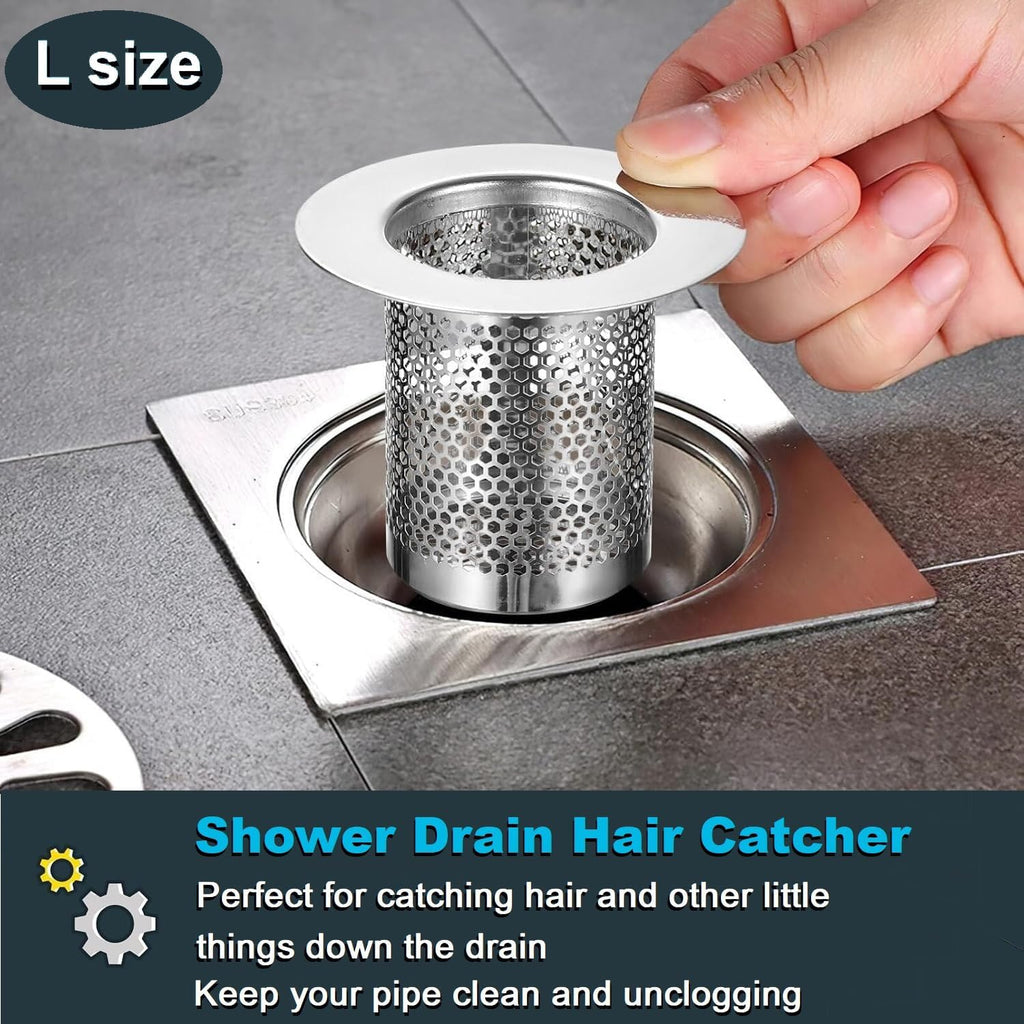 Bathroom Drain Strainers (Set of 3 Sizes), Hair Catcher for Bathroom Sink Bathtub Shower Floor Drain, Stainless Steel Filter Trap Fit Drain Hole from 1.2” to 2.17”