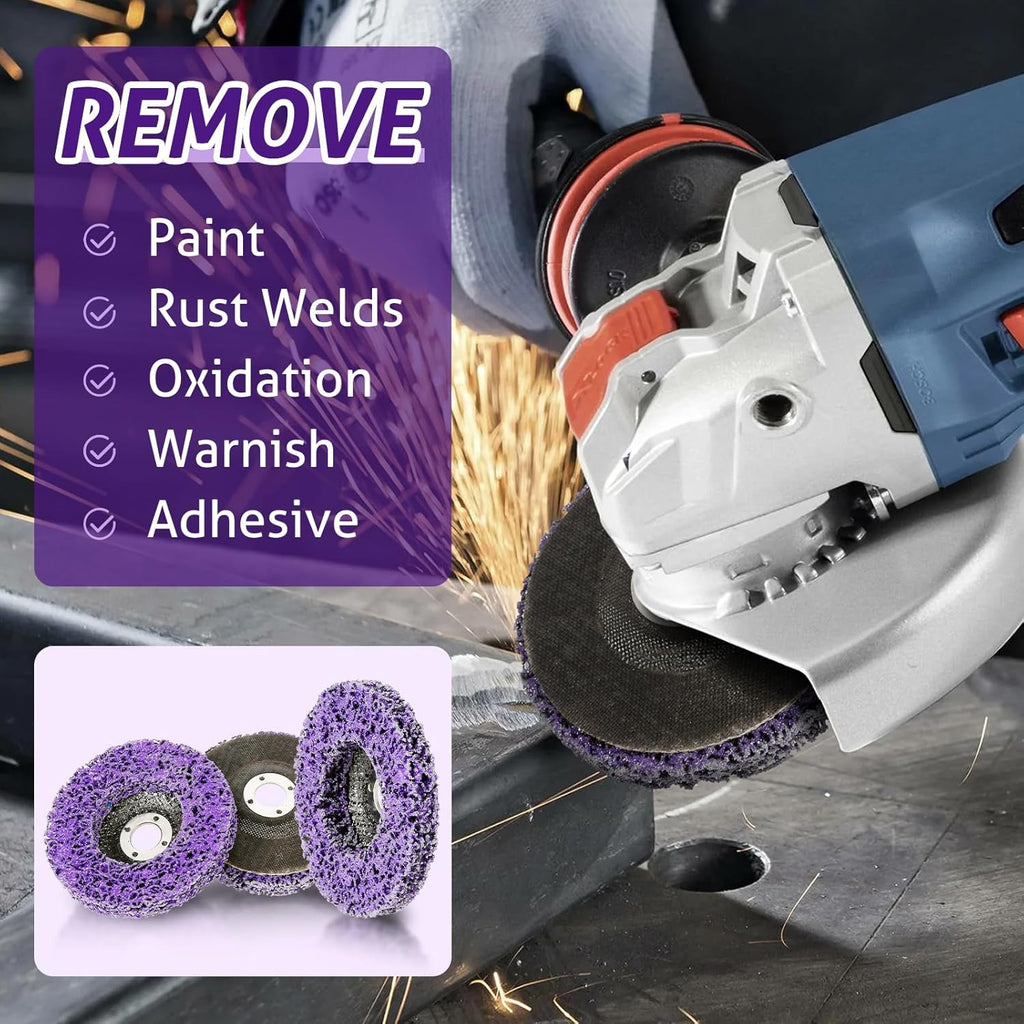 WICHEMI 10 Pack 4'' x 5/8'' Strip Discs Rust Remover Paint Stripping Wheel for Angle Grinder, Quick Abrasive Discs Rust Oxidation Surface Cleaning