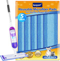 Reusable Mop Pads for Swiffer PowerMop, 5 Pack Microfiber Mop Pad Refills with Scrubber Strips for 13''-15'' Spray Mop, Washable Mop Pads Use for Most Floor Types, Mop Pads Replacement for Dry Wet Mop