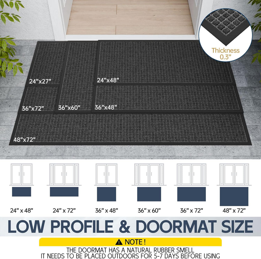 Indoor Outdoor Front Door Mats, 72" x 36" Rubber Backing Non Slip Durable Welcome Floor Mats for Patio, Garage Entrance, Stain and Fade Resistant Commercial Doormats for High Traffic