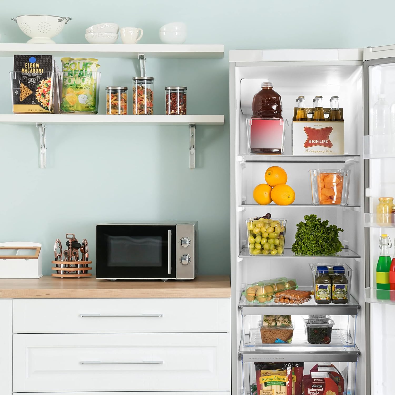 ClearSpace Clear Plastic Storage Bins – Perfect Kitchen Organization and Storage or Pantry Storage – Fridge Organizer, Pantry Organization and Clear Storage Bins, Cabinet Organizers