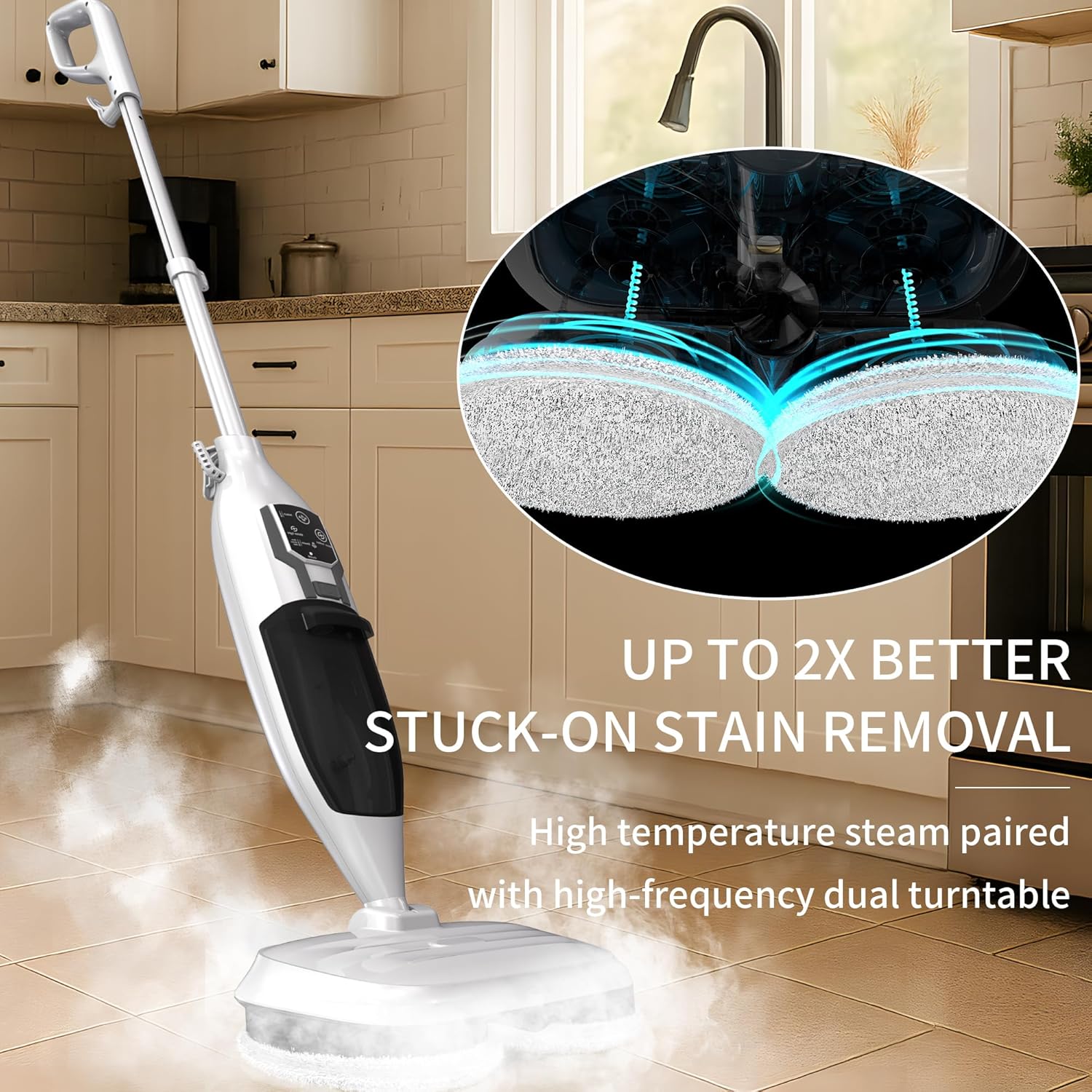 Steam Mop with 13 Accessories,Steam Cleaner for Home,Floor Scrubber spin mop for Hard Floors Deep Cleaning,30 Second Heat-Up,4 Washable Mop Pads for Home Use, 550ml Capacity