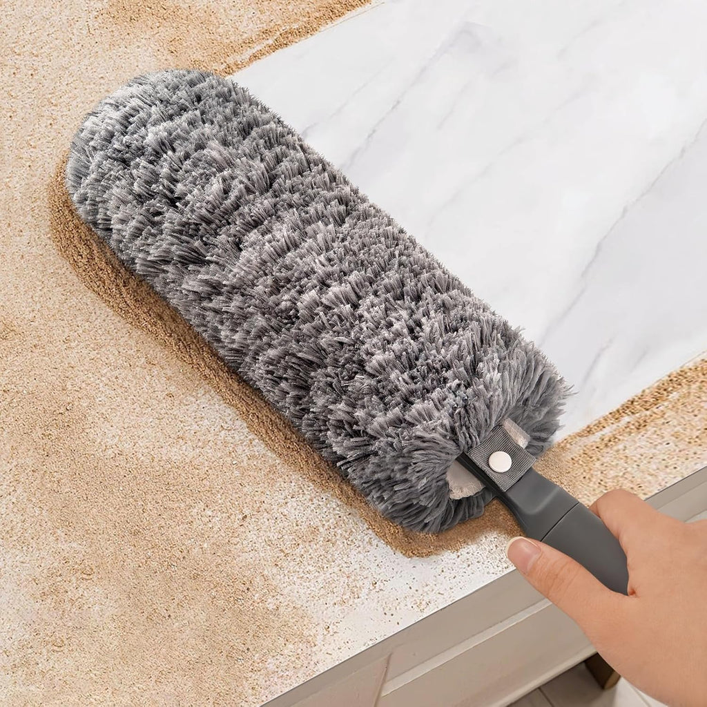 Microfiber Duster with Washable and Reusable Duster Head, Microfiber Dusters for Household Cleaning, Gray