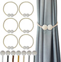 Hion Magnetic Curtain Tiebacks Beige 6 Pack, Curtain Tiebacks Buckles Holdbacks Holders Hooks Clip for Home Bedroom Office Decorative Thick or Thin Curtain