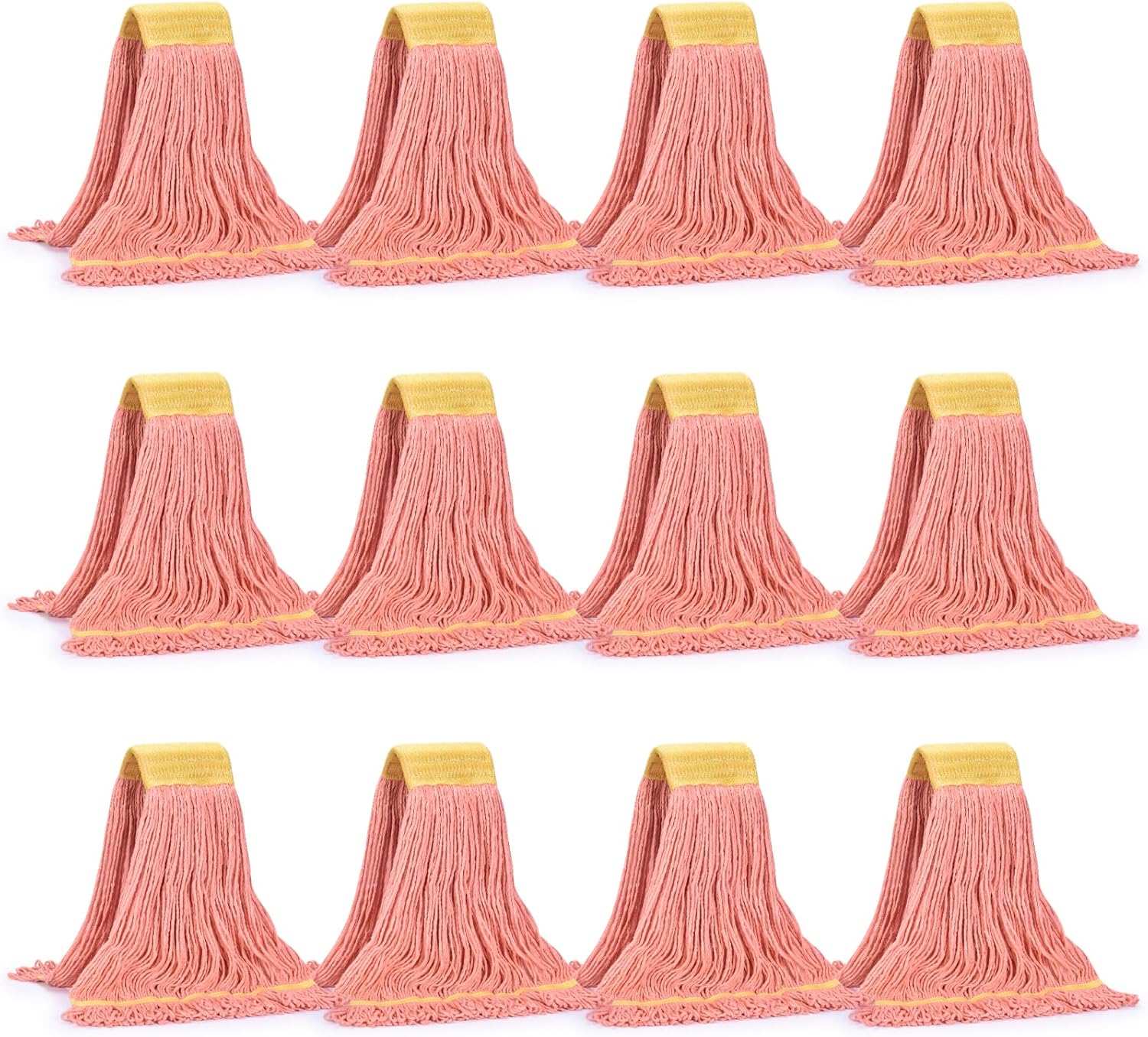Matthew Cleaning Commercial Mop Head Replacement, 5 Inch Wide Headband, Looped End Cotton Blend String Wet Mops for Floor Cleaning, 18 oz Medium, Case Pack 12 Pcs Orange