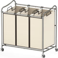 Simple Houseware Heavy-Duty 3-Bag Laundry Sorter Cart, Chrome