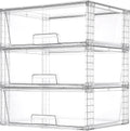 Vtopmart 3 Pack Large Stackable Storage Drawers,Easily Assemble Clear Acrylic Bathroom Closet Undersink Organizers,Plastic Storage Bins for Cabinet,Kitchen Pantry,Medicine Organization