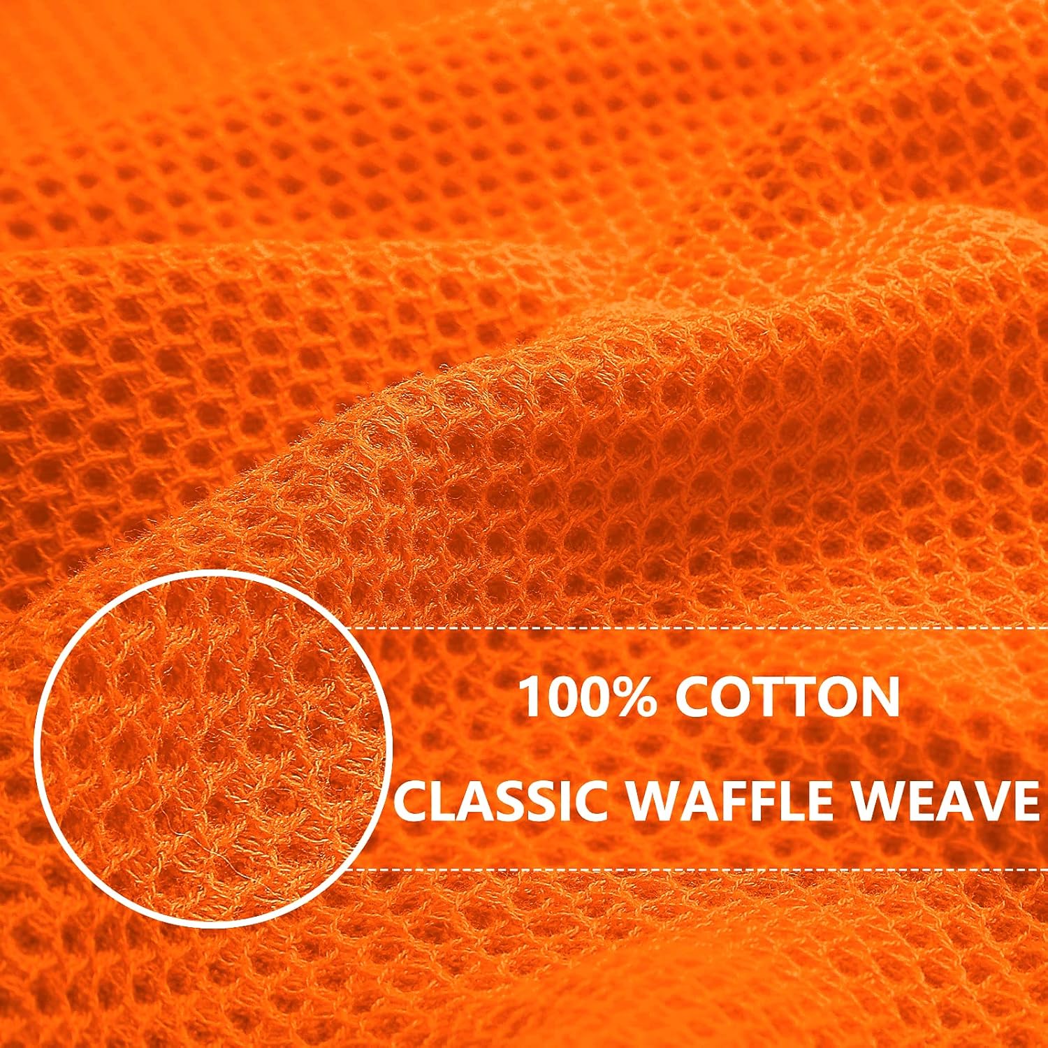 Homaxy 100% Cotton Waffle Weave Kitchen Dish Towels, Ultra Soft Absorbent Quick Drying Cleaning Towel, 13 x 28 Inches, 4-Pack, Orange