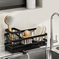 Large Sponge Holder for Sink, Stainless Steel Sink Caddy Organizer with Rotatable Spout - Kitchen Sink Organizer for Sponges, Brushes, Detergent & Sink Stopper - Space Saving Home Essentials