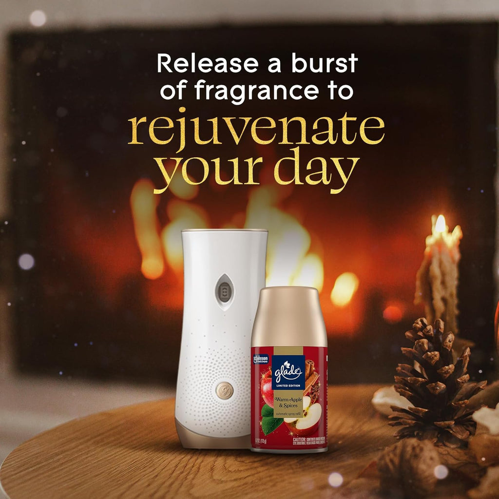 Glade Automatic Spray Refill, Warm Apple & Spices, Scented Air Freshener for Home and Bathroom, 6.2 Oz, 3 Count