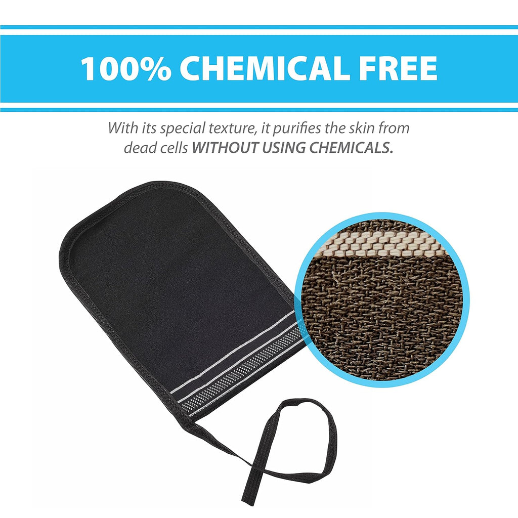 Turkish Exfoliating Gloves – Face & Body Exfoliation Mitts - Bath Hammam Spa Exfoliator Kese Glove - Body Scrub Glove to Remove Dead Skin – Brighten & Soften Skin – 4Pcs (Black & White)