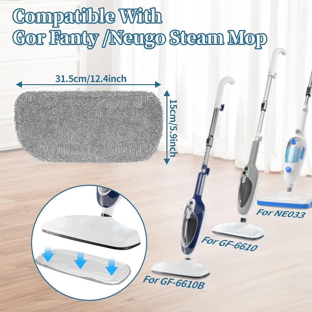 5 Pack Steam Mop Replacement Pads,Steam Mop Pads Compatible with GorFanty Steam Mop GF-6610B & GF-6610,Neugo NE033/NE033M & Mxnsewr,Washable & Reusable Microfiber Cloth for Floor Cleaning