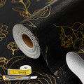 Shelf Liners for Kitchen Cabinets 12in x 20FT Non Adhesive Drawer Liner Black Floral Thickened Shelf Liner Paper Strong Non-Slip Easy to Clean for Tool Box Refrigerator with Knife and Tape Measure
