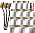 80 Pcs Mini Wire Brush Brass Brush Set, Curved Handle Masonry Brush Wire Brush for Cleaning Welding Slag and Rust