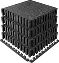 PRAISUN 0.6" Thicker Gym Mat, 24 Tiles 96 Sq Ft Workout Mats, Interlocking Foam Tiles with Rubber Top, High Density EVA Foam, Exercise Mat, Gym Flooring for Home Gym, Garage, 24 x 24in, Black/Grey