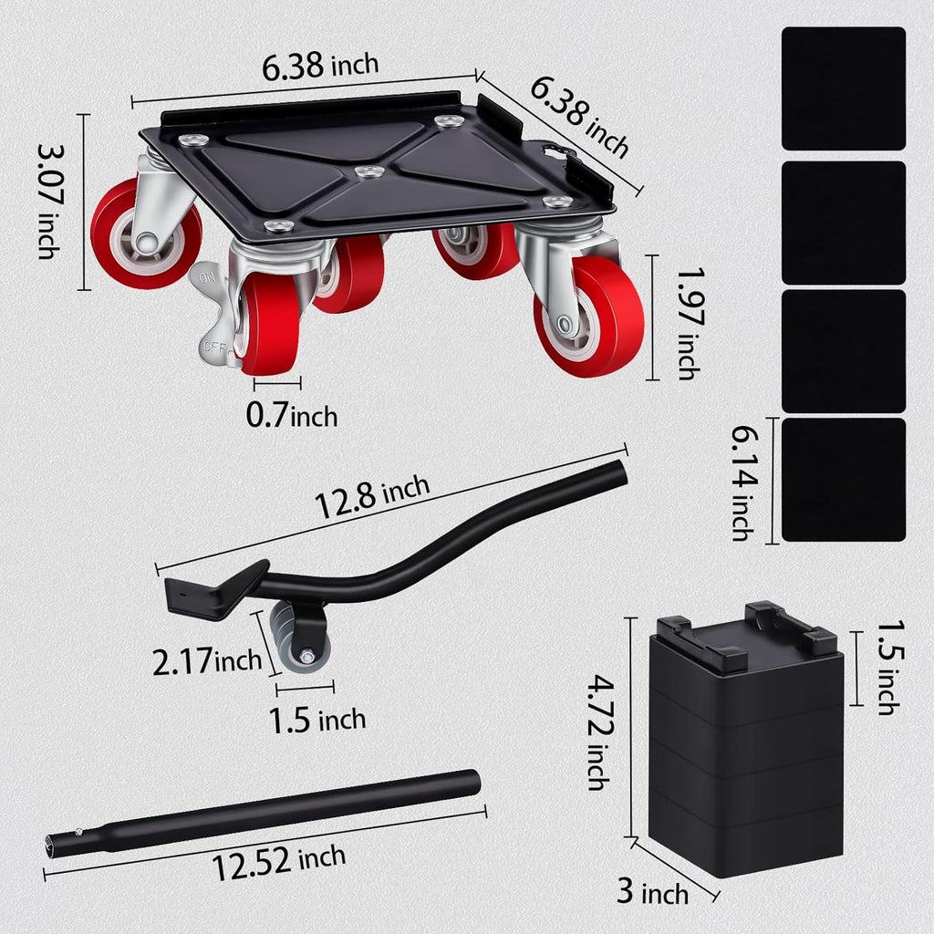 Heavy Furniture Movers with 5 Wheels Furniture Dolly Rotatable Wheel Dolly for Moving Furniture Lift Mover Tool Set Carbon Steel Panel Heavy Duty Dolly Maximum Load 3475 LBS