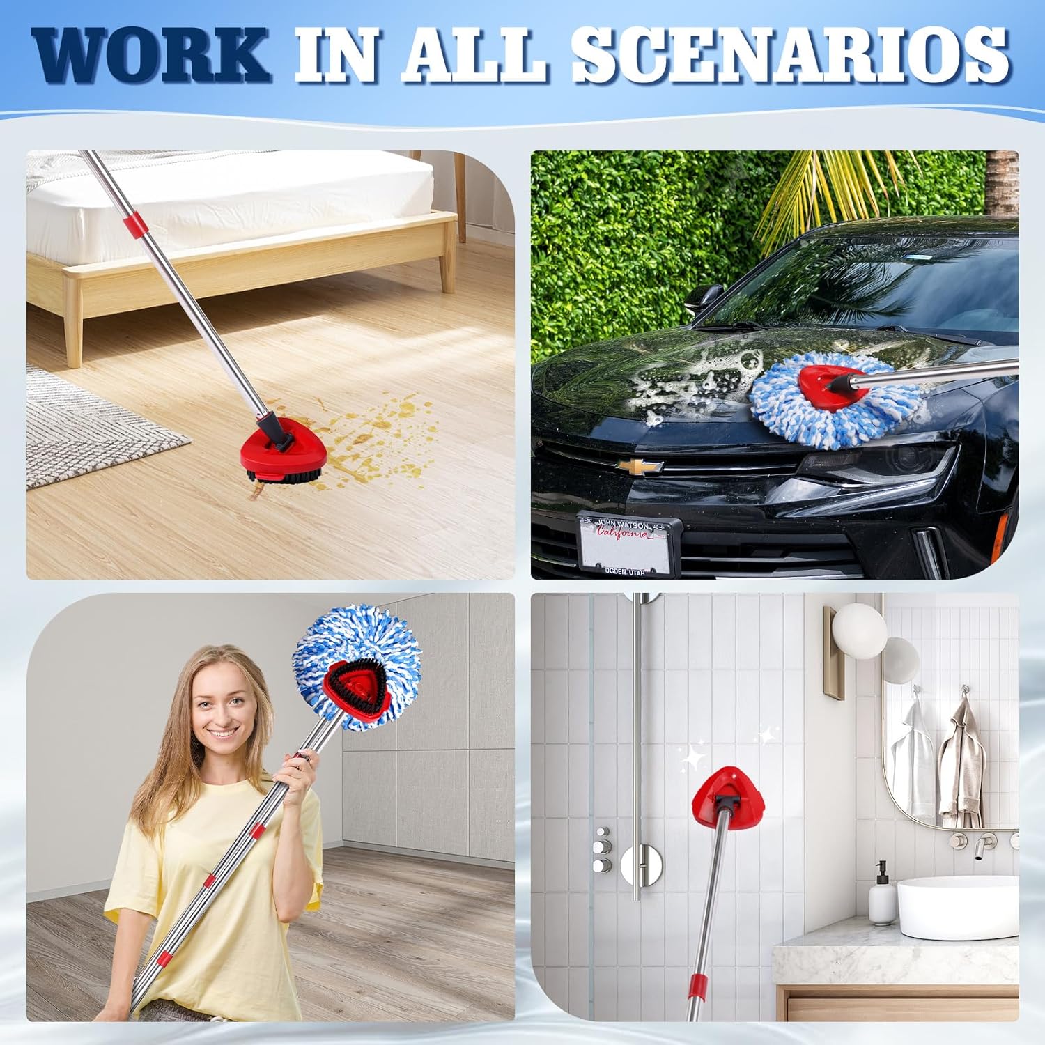 6 Pack Mop Replacement Heads Compatible with Oceda RinseClean 2-Tank System - Includes 2 Mop Scrub Brush Head, Microfiber Mop Refills, Easy Cleaning Mop Head Replacement