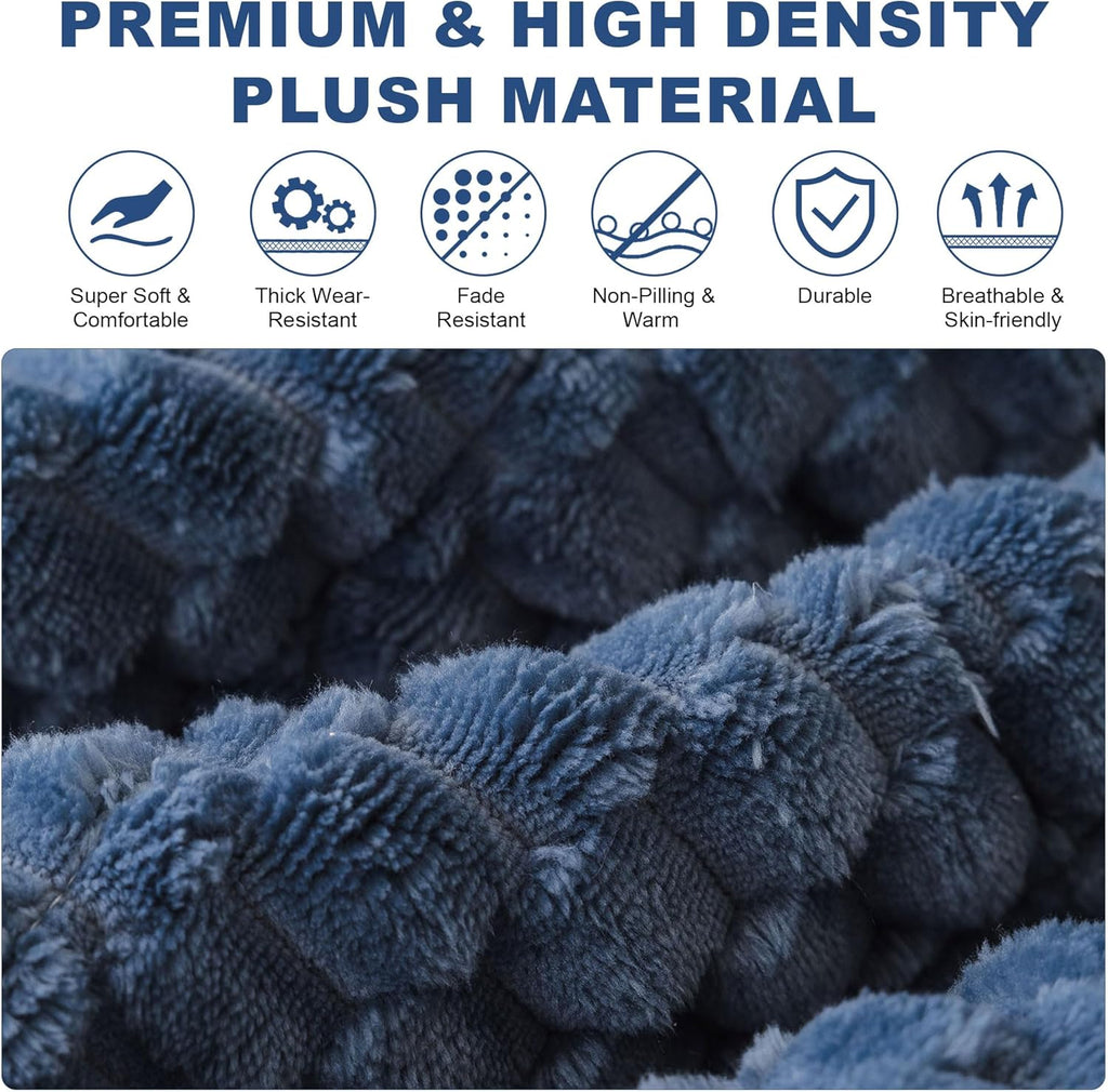 OTOB All Seasons Sofa Covers for 3 Cushion Couch Washable, Fuzzy Non Slip Kids & Pet Friendly Couch Cover Furniture Protector, Soft Plush Sofa Slipcovers Dog Bed Mats (Navy Blue, 31.5" x 70.9'')