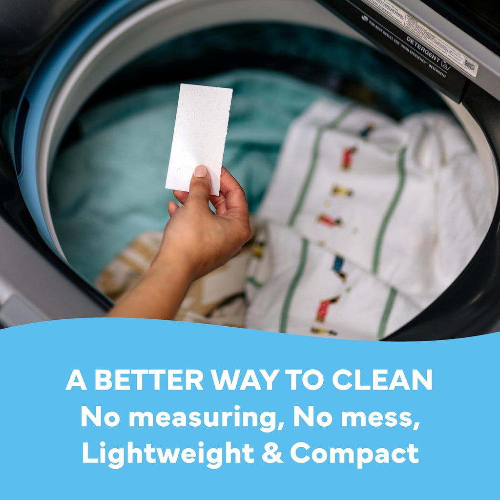 Tru Earth Compact Dry Laundry Detergent - Up to 128 Loads (64 Sheets) - Paraben-Free - Original Eco-Strip Liquidless Detergent, Travel - Fresh Linen | Packaging May Vary