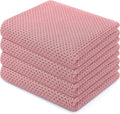 Homaxy 100% Cotton Waffle Weave Kitchen Dish Towels, Ultra Soft Absorbent Quick Drying Cleaning Towel, 13 x 28 Inches, 4-Pack, Dried Rose