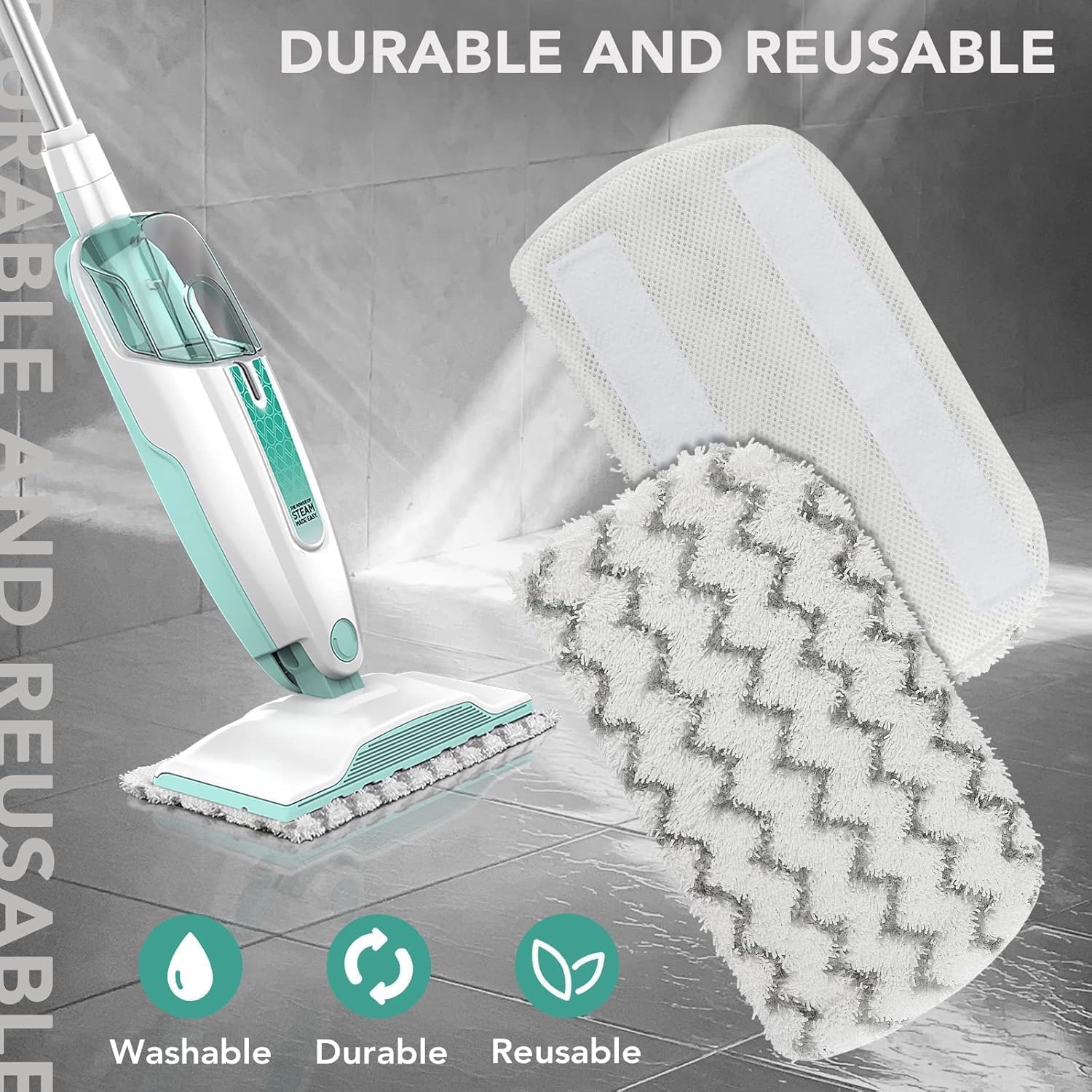 Sgizoku S1000 S2001 Steam Mop Replacement Pads for Shark Steam Mop S1000 S1000A S1000C S1000WM S10001C S1200 & S2001 SteamSpot Steam Mop - Dirt Grip, Washable & Reusable for All Floor Clean - 12Pack