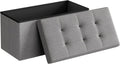 SONGMICS MAZIE Collection - 30 Inches Folding Storage Ottoman Bench, Ottoman Foot Rest, End of Bed Bench, Storage Chest, Load 660 lb, for Living Room, Bedroom, Entryway, Light Gray ULSF47G