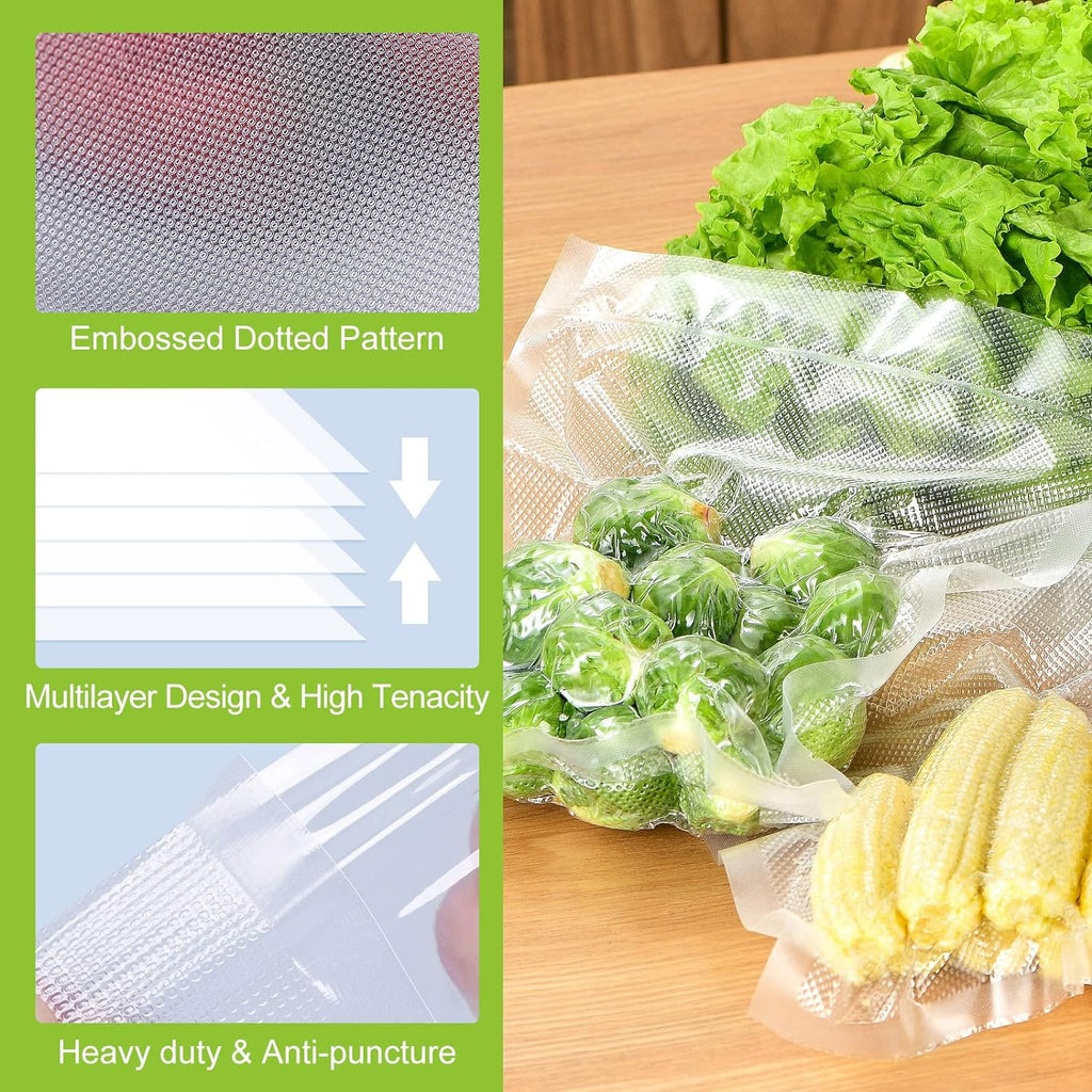 Bonsenkitchen Vacuum Food Sealer Rolls Bags, 8" x 50' & 11" x 50' Commercial Grade BPA Free Bag Rolls, Durable Customized Size Food Vac Bags for Storage and Sous Vide Cooking VB3212