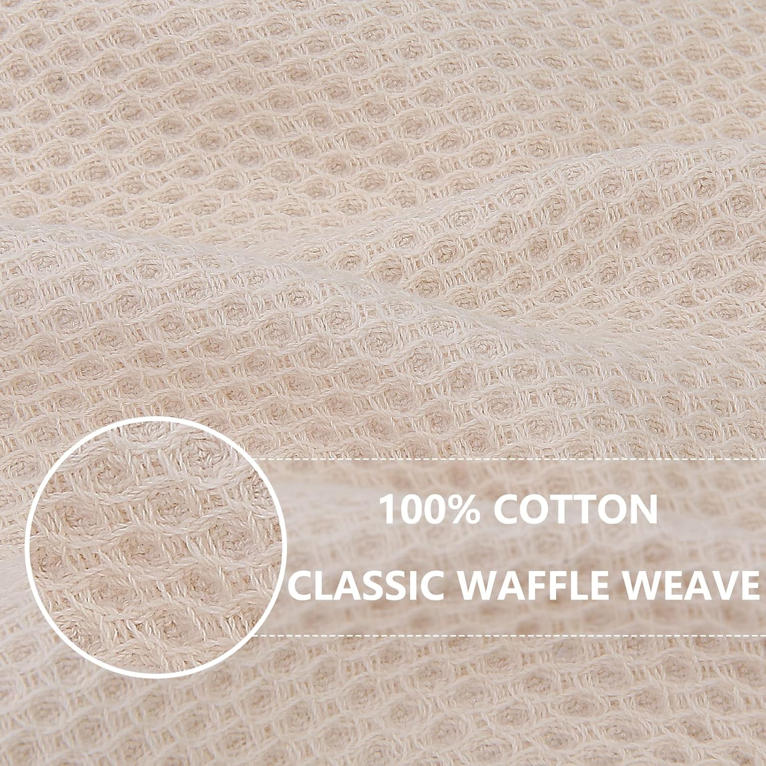 Homaxy 100% Cotton Oversized Waffle Weave Kitchen Dish Towels, Ultra Soft Absorbent Quick Drying Cleaning Towel, 20 x 28 Inches, 4-Pack, Beige